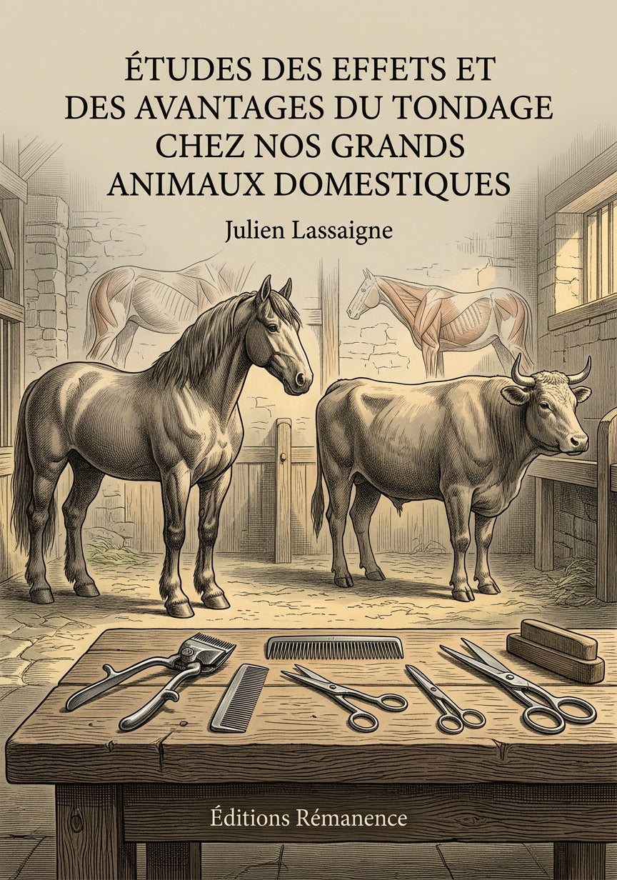 Livre Études des effets et des avantages du tondage chez nos grands animaux domestiques par Julien Lassaigne - Couverture - Editions Remanence