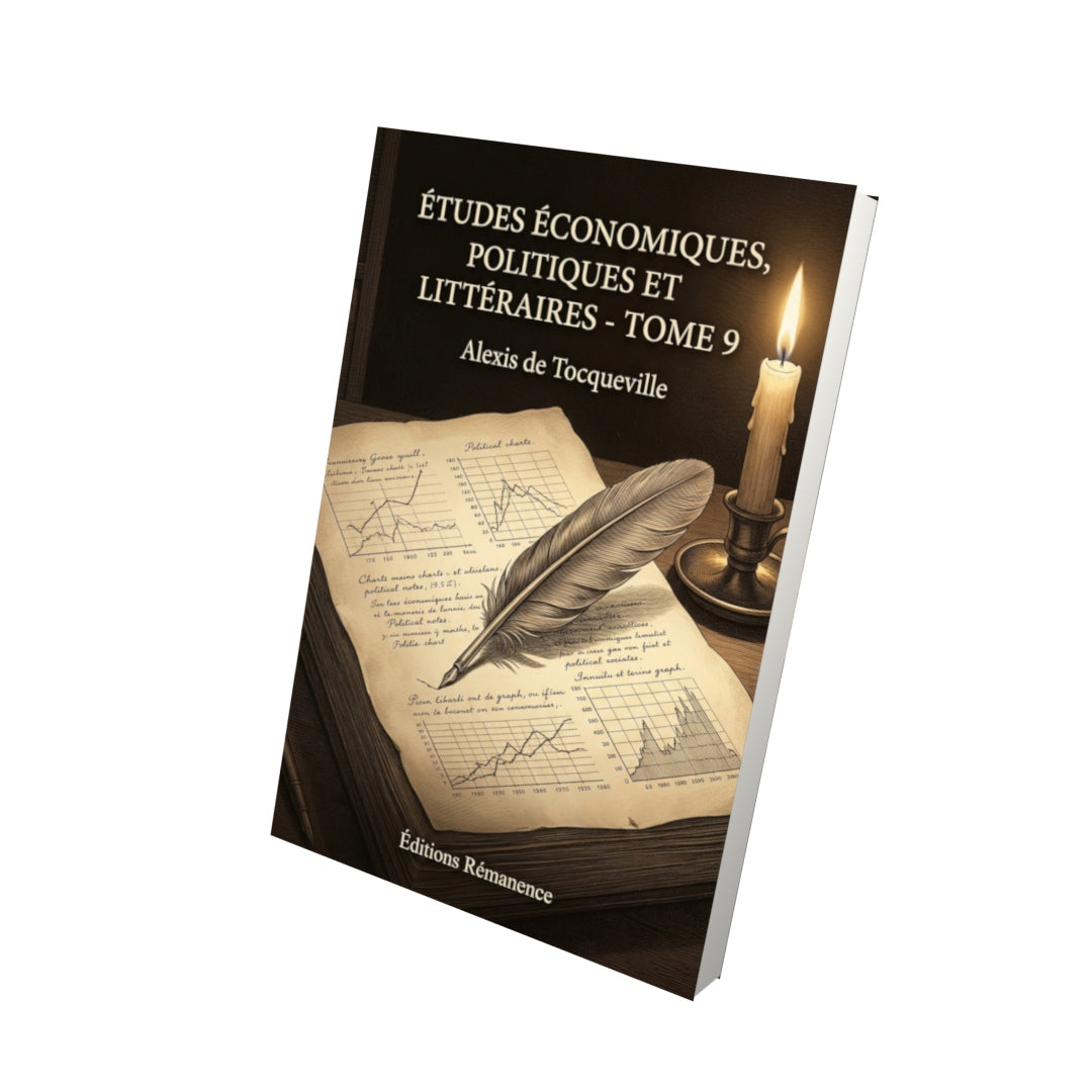 Livre Études économiques, politiques et littéraires - Tome 9 par Alexis de Tocqueville - Vue 3D - Editions Remanence