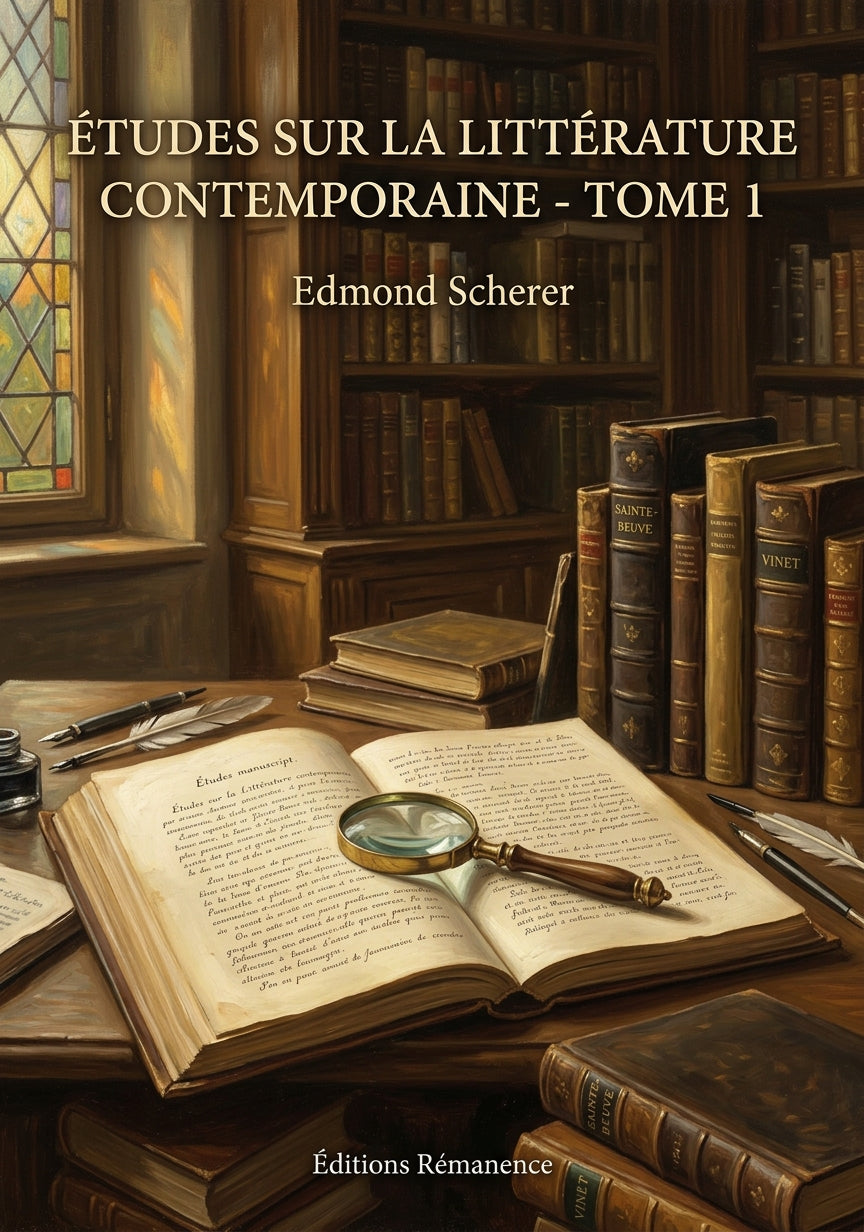 Livre Études sur la littérature contemporaine - Tome 1 par Edmond Scherer - Couverture - Editions Remanence