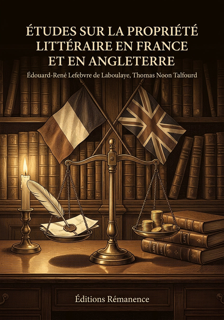 Livre Études sur la propriété littéraire en France et en Angleterre par Édouard-René Lefebvre de Laboulaye, Thomas Noon Talfourd - Couverture - Editions Remanence