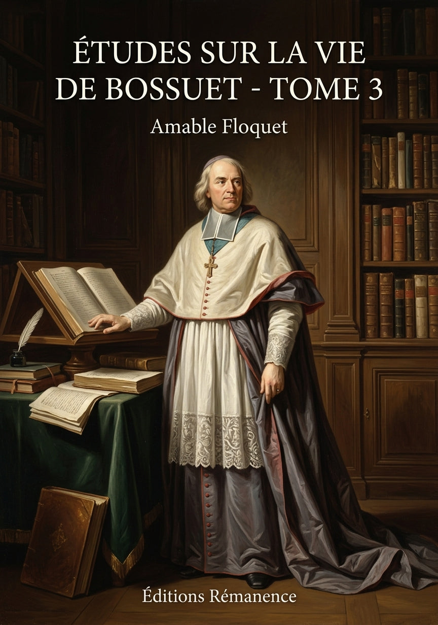Livre Études sur la vie de Bossuet - Tome 3 par Amable Floquet - Couverture - Editions Remanence