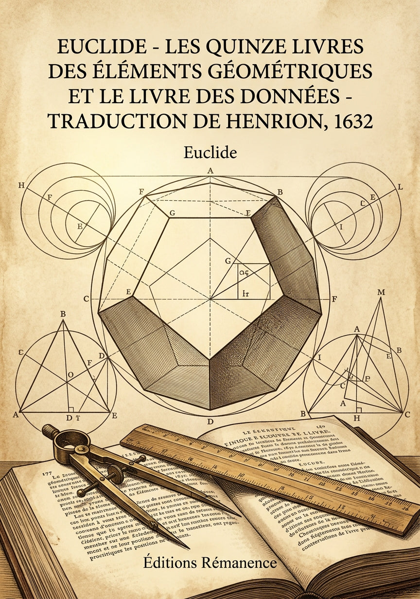 Livre Euclide - Les quinze livres des éléments géométriques et le livre des Données - Traduction de Henrion, 1632 par Euclide - Couverture - Editions Remanence