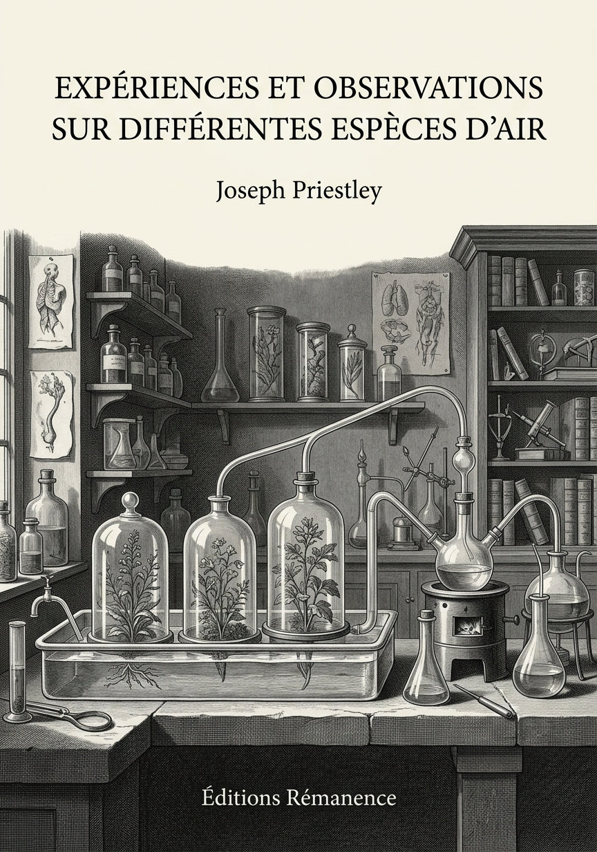 Livre Expériences et observations sur différentes espèces d’air par Joseph Priestley - Couverture - Editions Remanence