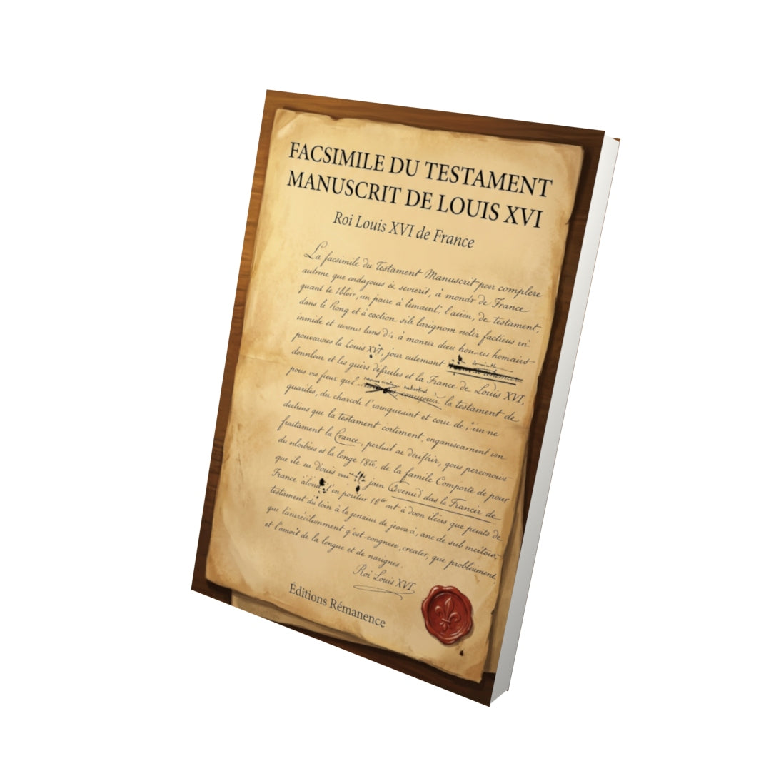 Livre Facsimile du Testament manuscrit de Louis XVI par Roi Louis XVI de France - Vue 3D - Editions Remanence