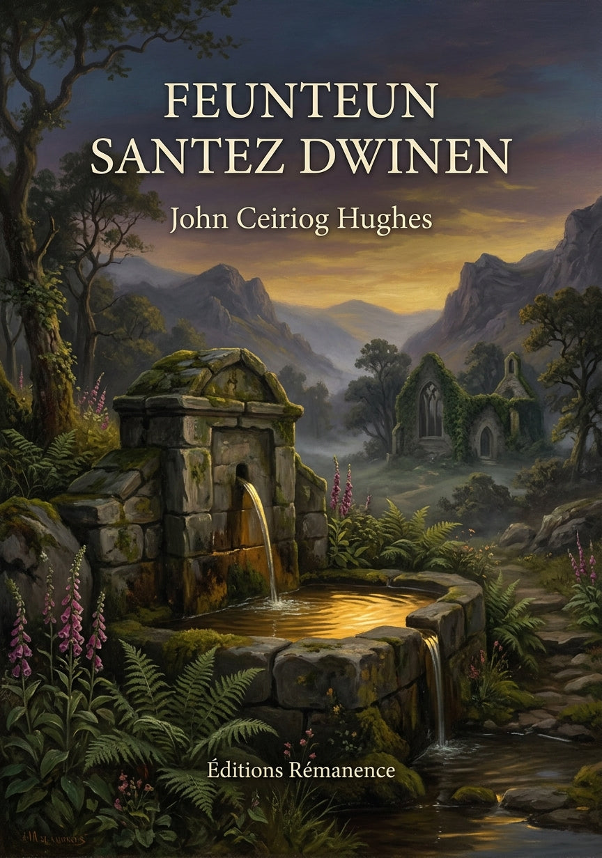 Livre Feunteun Santez Dwinen par John Ceiriog Hughes - Couverture - Editions Remanence