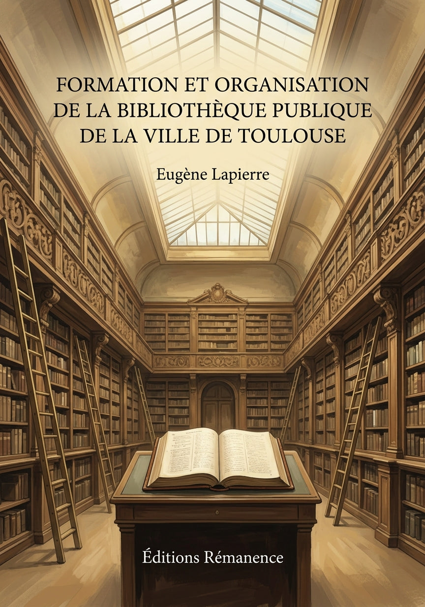 Livre Formation et organisation de la Bibliothèque Publique de la Ville de Toulouse par Eugène Lapierre - Couverture - Editions Remanence
