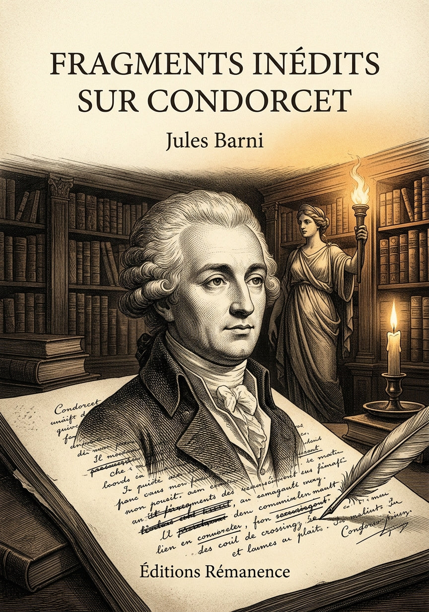 Livre Fragments inédits sur Condorcet par Jules Barni - Couverture - Editions Remanence