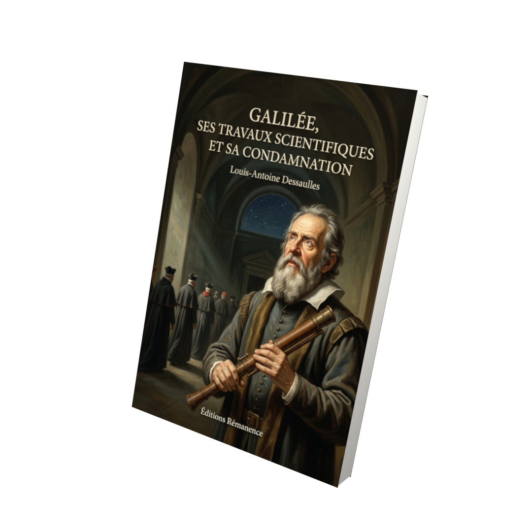 Livre Galilée, ses travaux scientifiques et sa condamnation par Louis-Antoine Dessaulles - Vue 3D - Editions Remanence