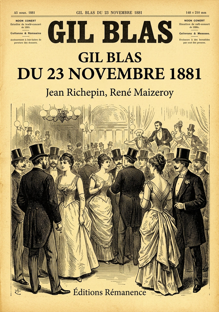 Livre Gil Blas du 23 novembre 1881 par Jean Richepin, René Maizeroy - Couverture - Editions Remanence
