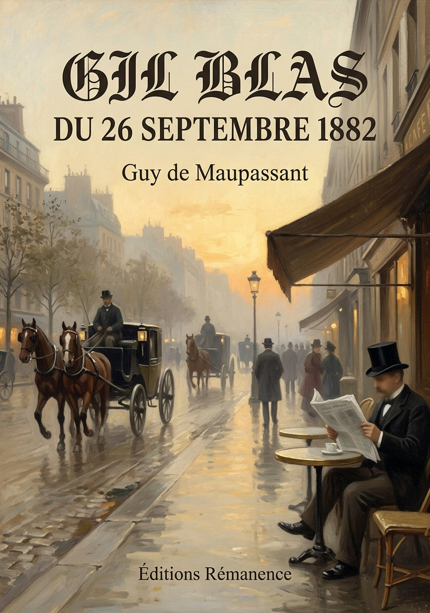 Livre Gil Blas du 26 septembre 1882 par Guy de Maupassant - Couverture - Editions Remanence