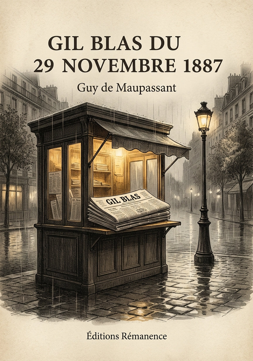 Livre Gil Blas du 29 novembre 1887 par Guy de Maupassant - Couverture - Editions Remanence