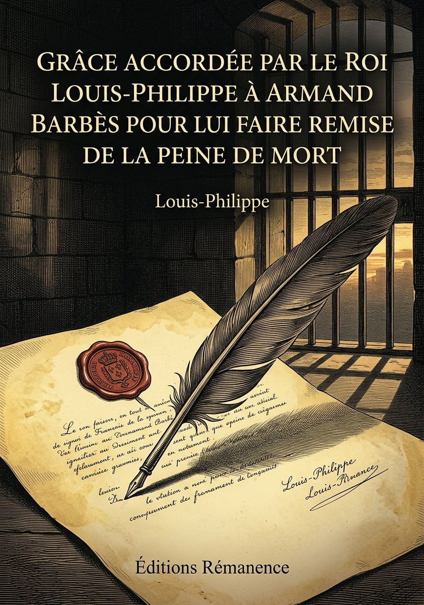 Livre Grâce accordée par le roi Louis-Philippe à Armand Barbès pour lui faire remise de la peine de mort par Louis-Philippe - Couverture - Editions Remanence