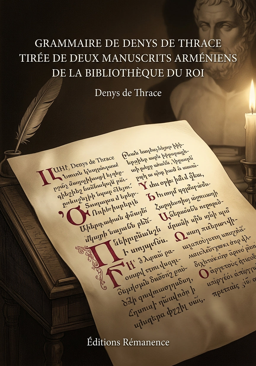 Livre Grammaire de Denys de Thrace tirée de deux manuscrits arméniens de la Bibliothèque du Roi par Denys de Thrace - Couverture - Editions Remanence