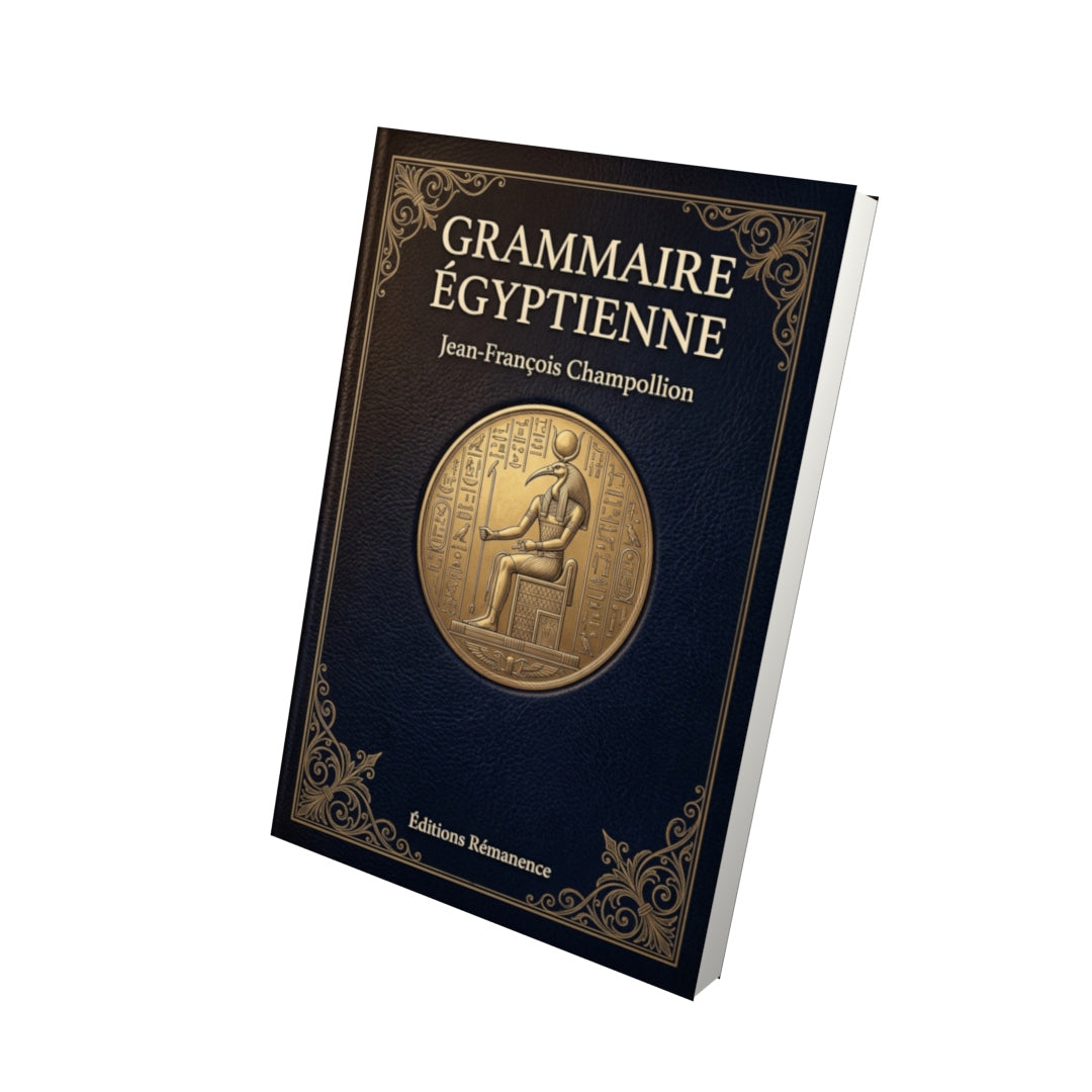 Livre Grammaire égyptienne par Jean-François Champollion - Vue 3D - Editions Remanence