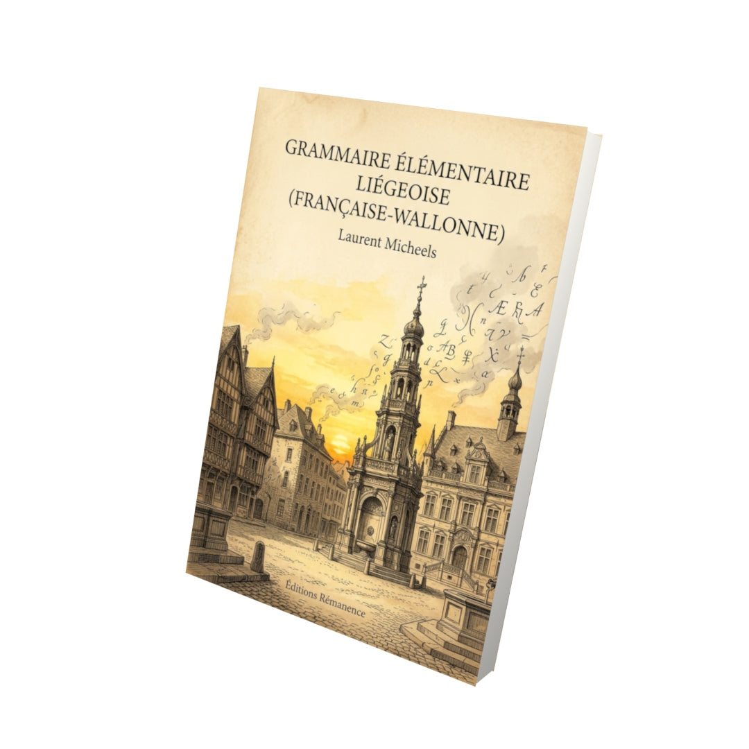Livre Grammaire élémentaire liégeoise (française-wallonne) par Laurent Micheels - Vue 3D - Editions Remanence