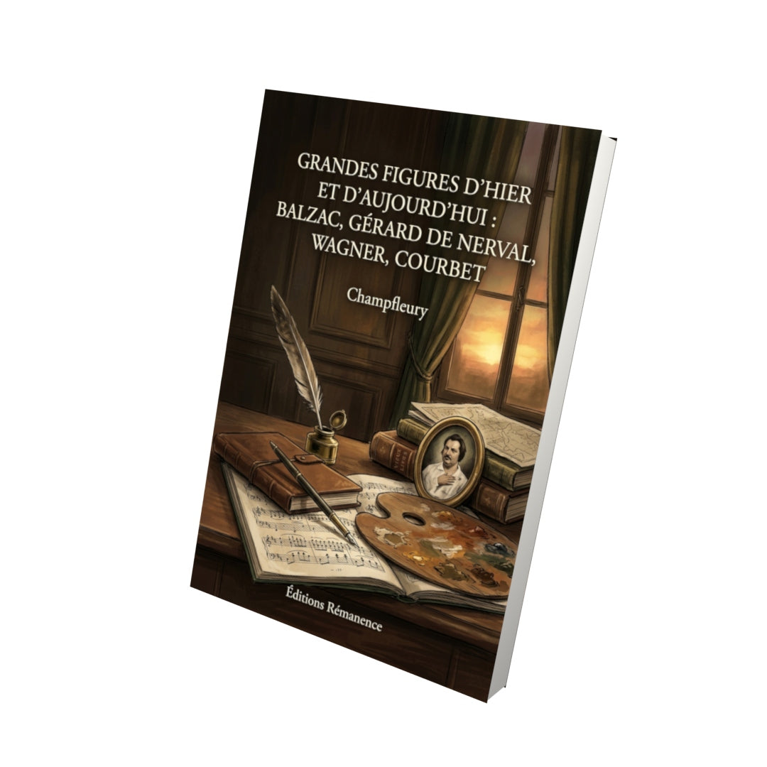 Livre Grandes Figures d’hier et d’aujourd’hui : Balzac, Gérard de Nerval, Wagner, Courbet par Champfleury - Vue 3D - Editions Remanence