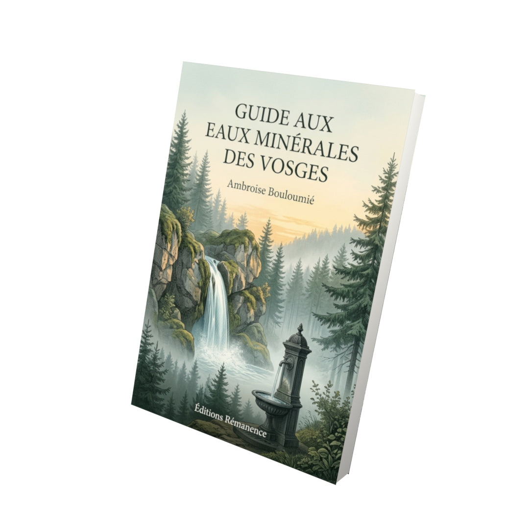 Livre Guide aux eaux minérales des Vosges par Ambroise Bouloumié - Vue 3D - Editions Remanence