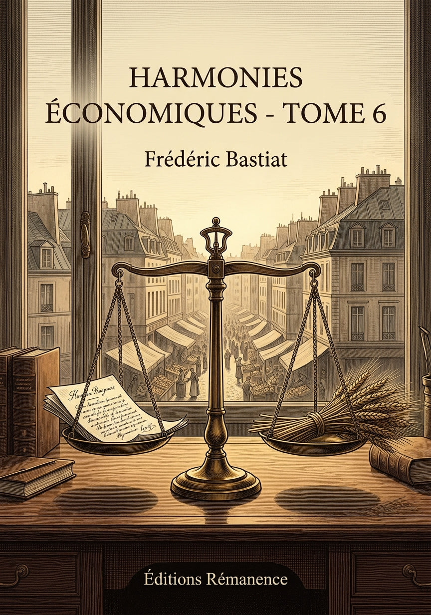 Livre Harmonies économiques - Tome 6 par Frédéric Bastiat - Couverture - Editions Remanence