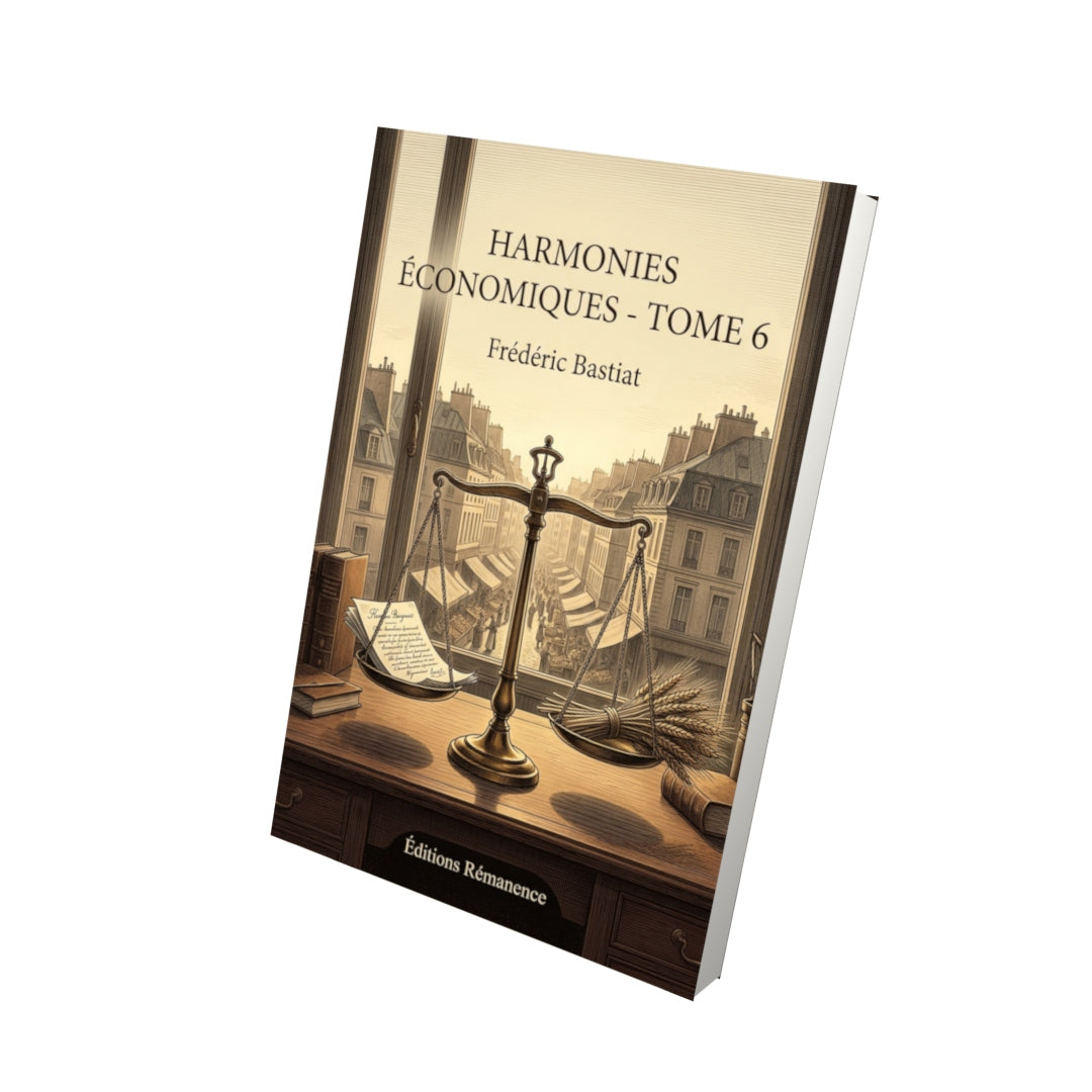 Livre Harmonies économiques - Tome 6 par Frédéric Bastiat - Vue 3D - Editions Remanence