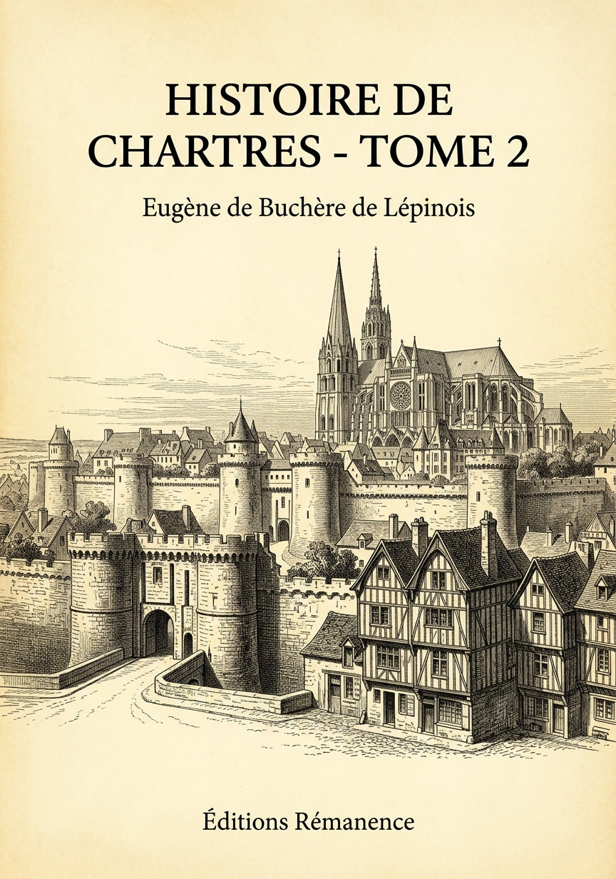 Livre Histoire de Chartres - Tome 2 par Eugène de Buchère de Lépinois - Couverture - Editions Remanence