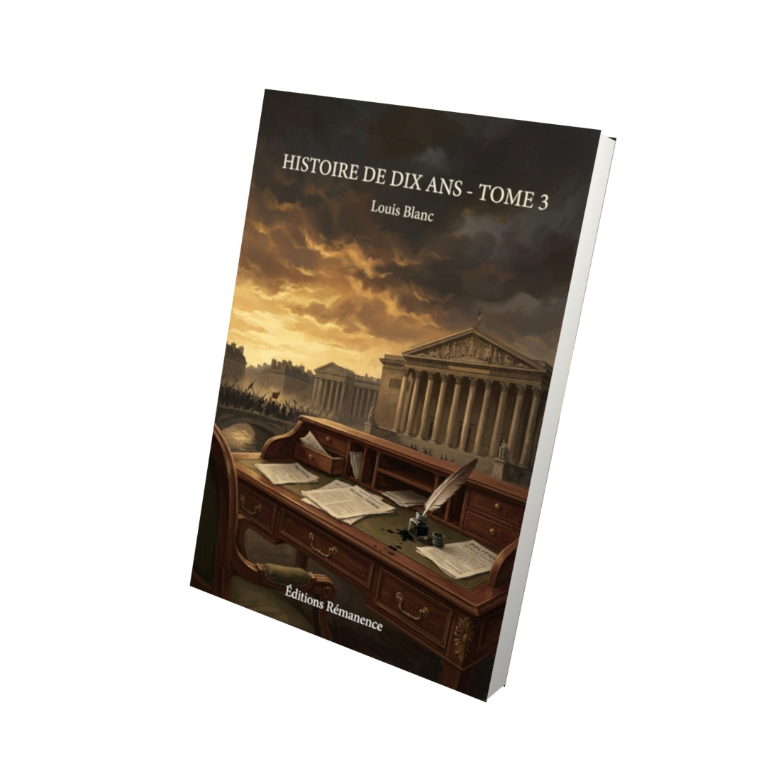 Livre Histoire de dix ans - Tome 3 par Louis Blanc - Vue 3D - Editions Remanence