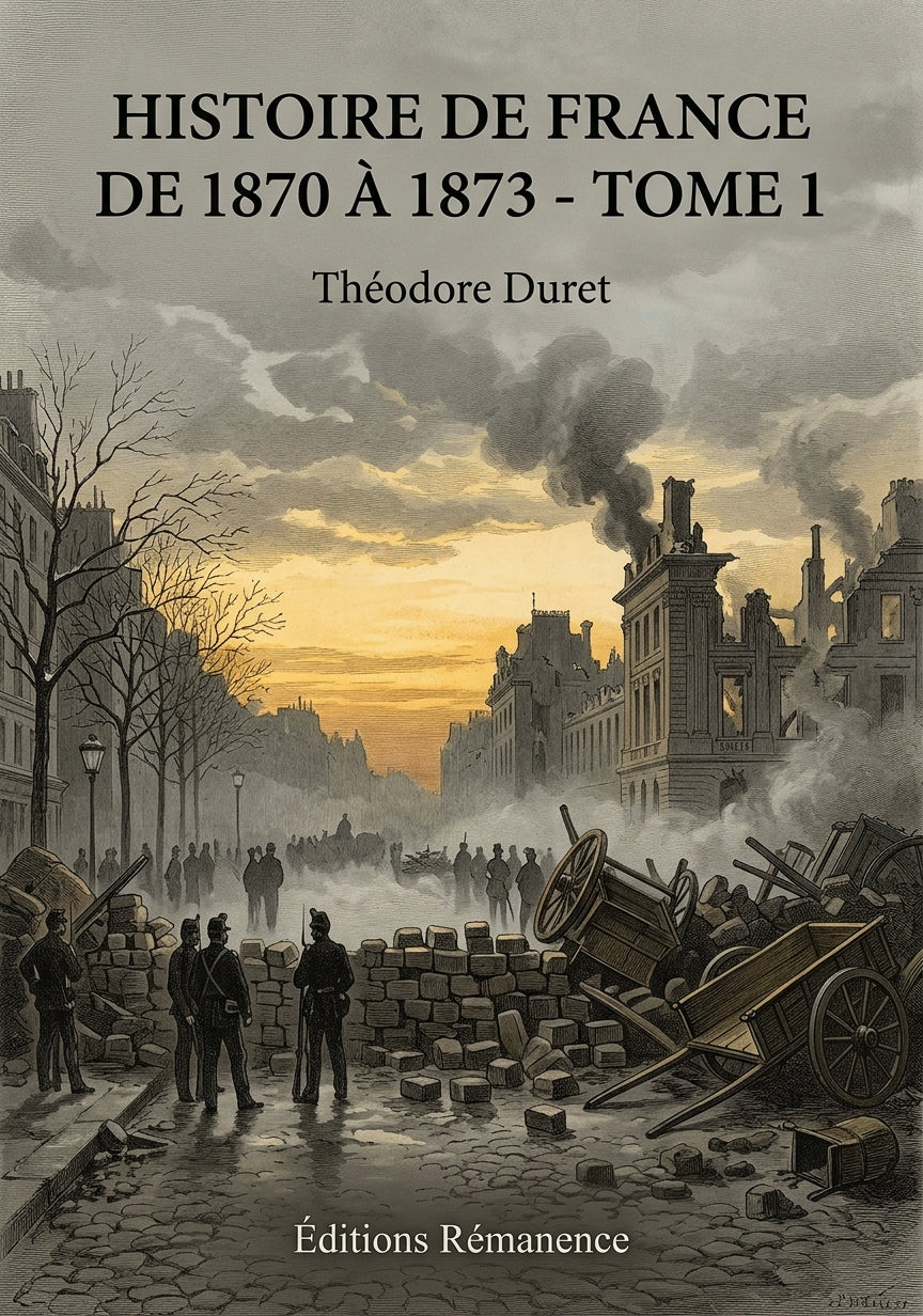 Livre Histoire de France de 1870 à 1873 - Tome 1 par Théodore Duret - Couverture - Editions Remanence