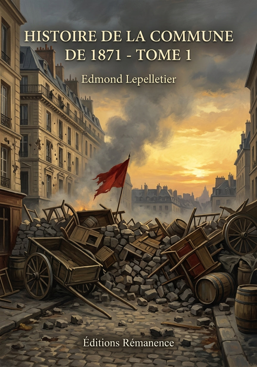 Livre Histoire de la Commune de 1871 - Tome 1 par Edmond Lepelletier - Couverture - Editions Remanence