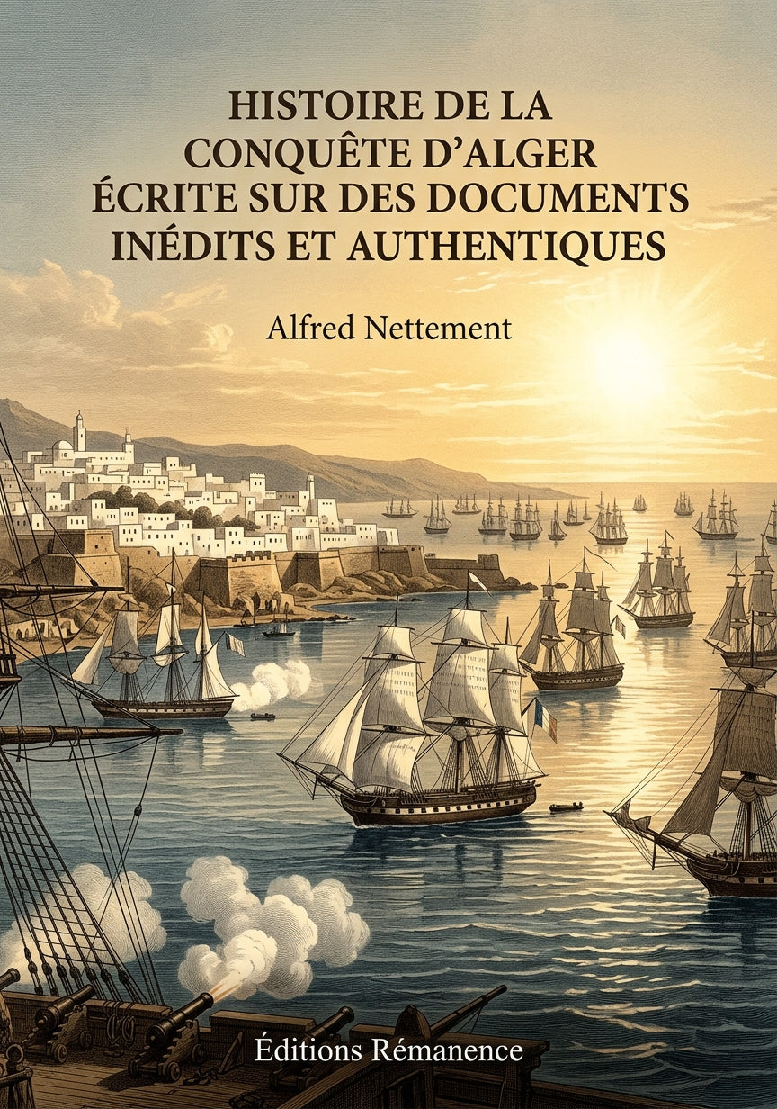 Livre Histoire de la conquête d’Alger écrite sur des documents inédits et authentiques par Alfred Nettement - Couverture - Editions Remanence