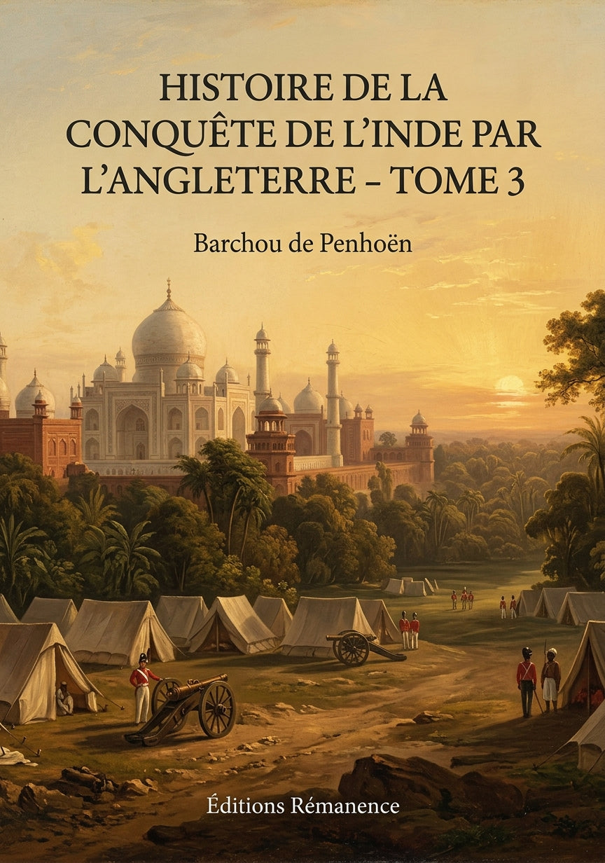 Livre Histoire de la conquête de l’Inde par l’Angleterre - Tome 3 par Barchou de Penhoën - Couverture - Editions Remanence