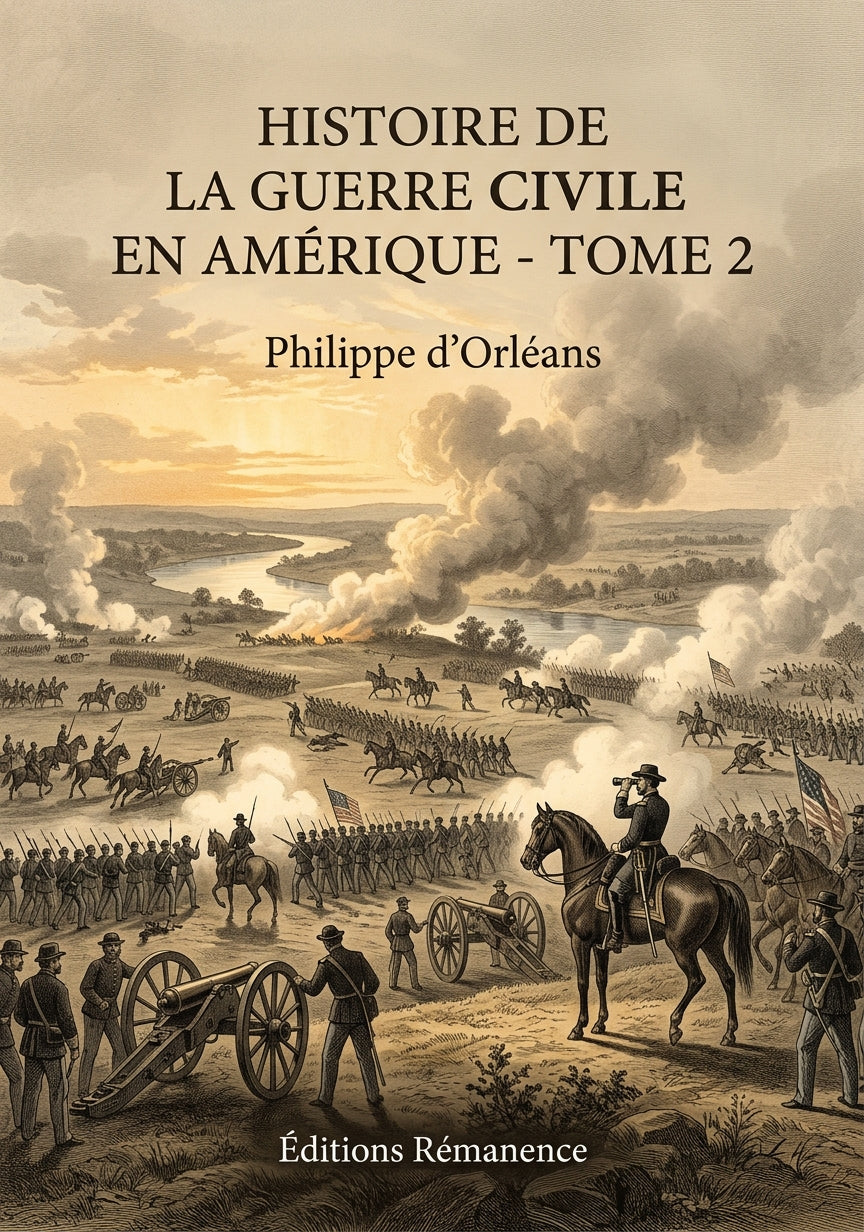 Livre Histoire de la guerre civile en Amérique - Tome 2 par Philippe d’Orléans - Couverture - Editions Remanence