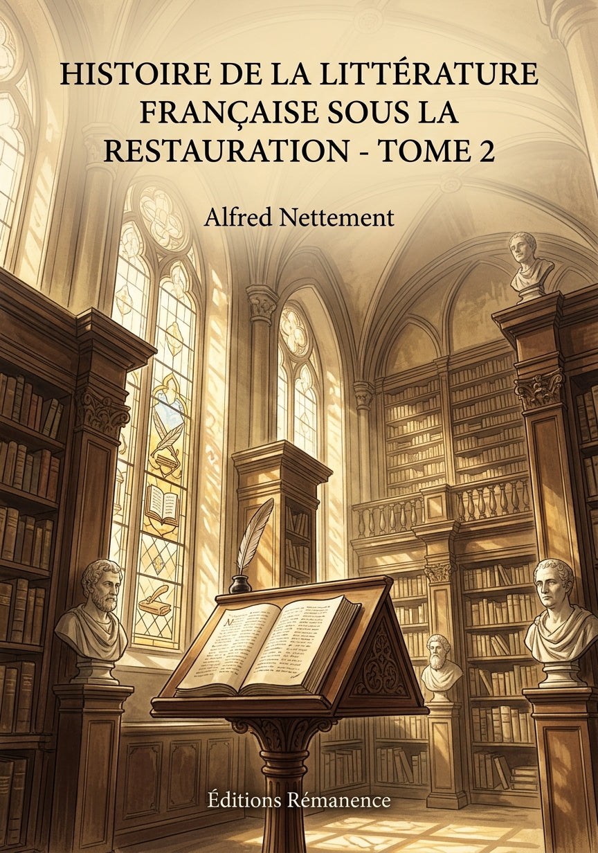 Livre Histoire de la littérature française sous la Restauration - Tome 2 par Alfred Nettement - Couverture - Editions Remanence