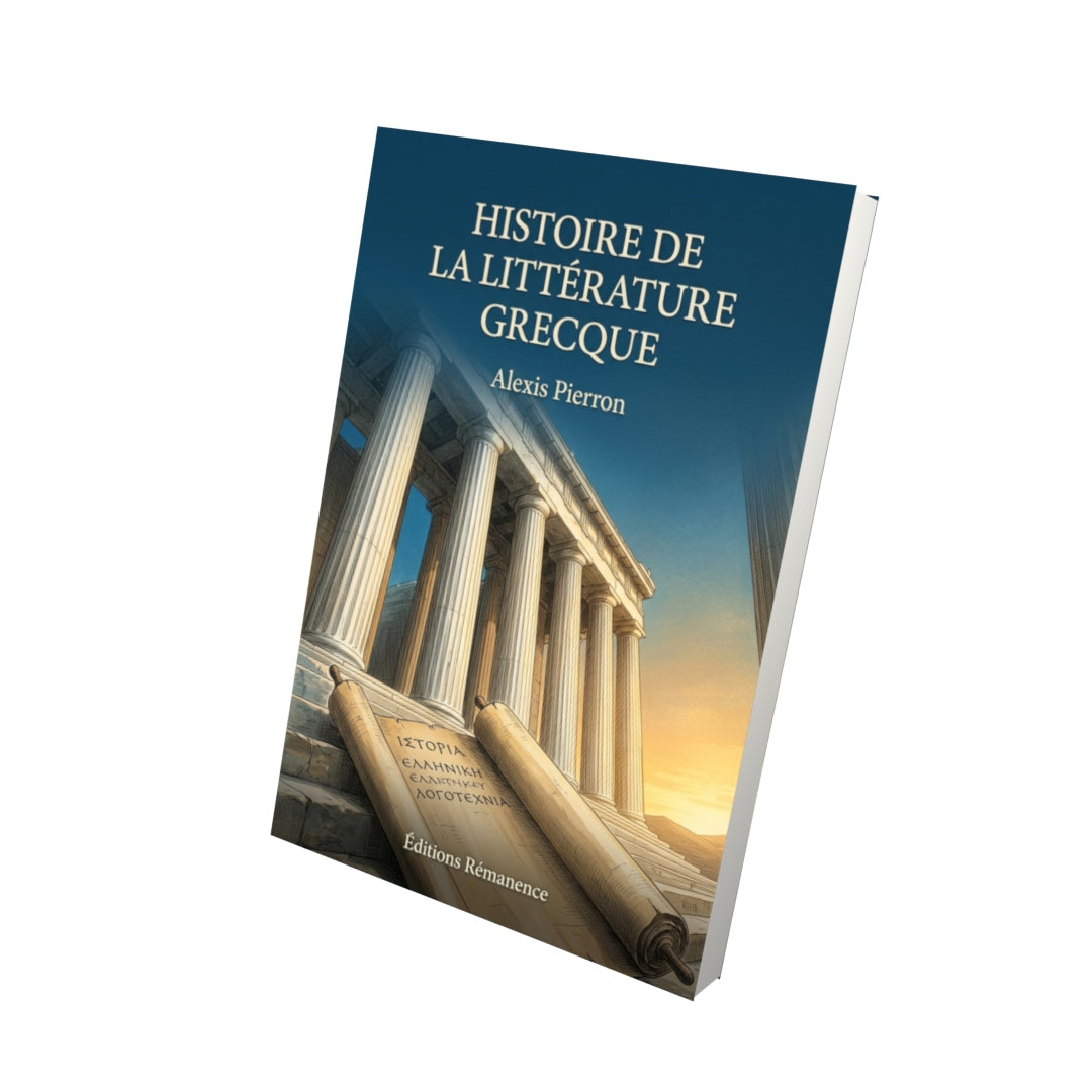 Livre Histoire de la littérature grecque par Alexis Pierron - Vue 3D - Editions Remanence