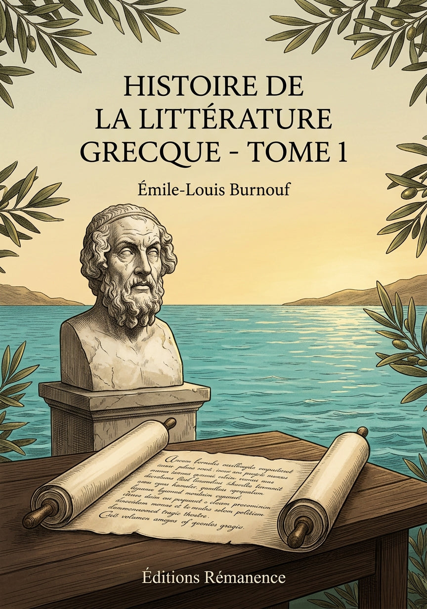 Livre Histoire de la littérature grecque - Tome 1 par Émile-Louis Burnouf - Couverture - Editions Remanence