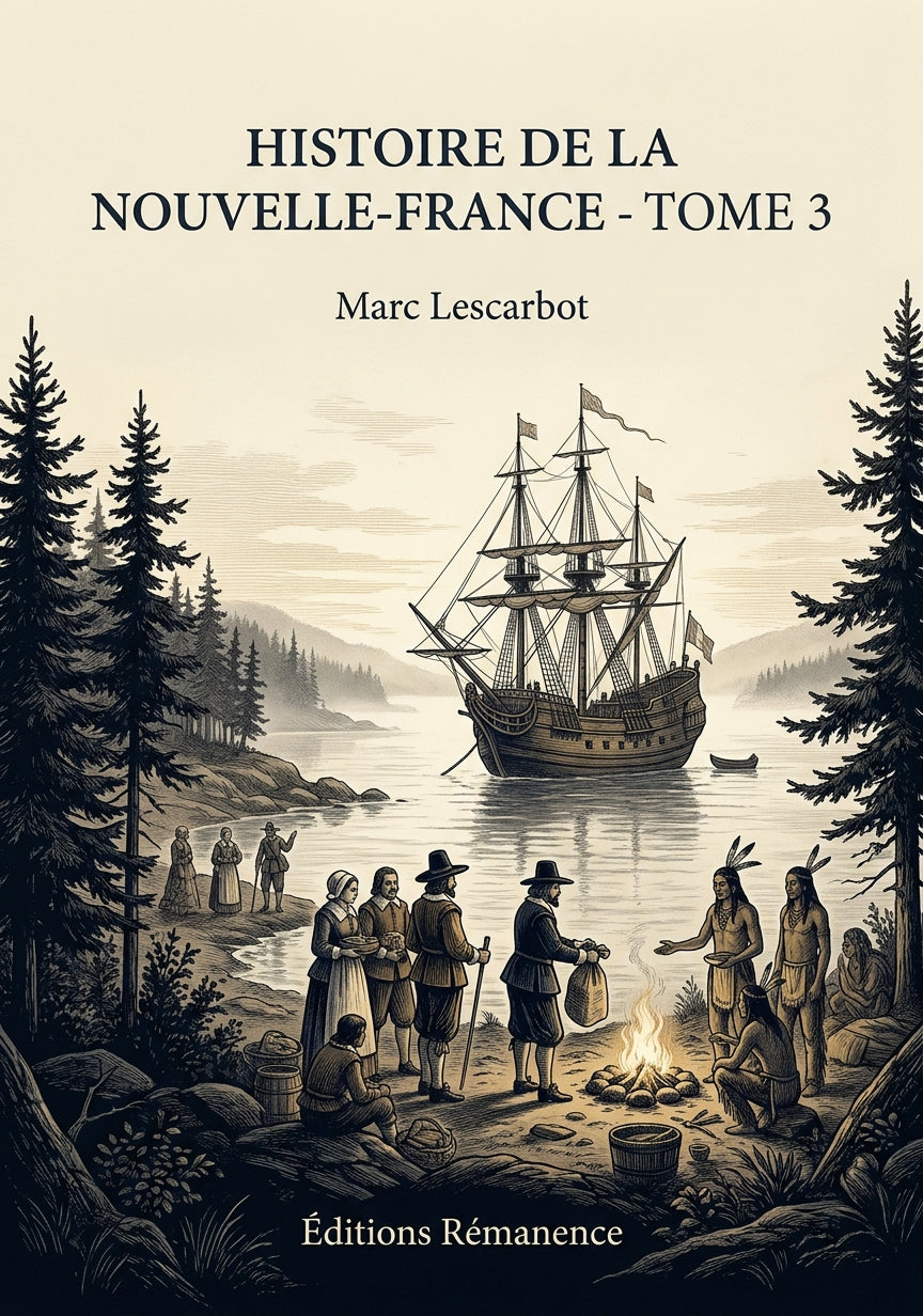 Livre Histoire de la Nouvelle-France - Tome 3 par Marc Lescarbot - Couverture - Editions Remanence