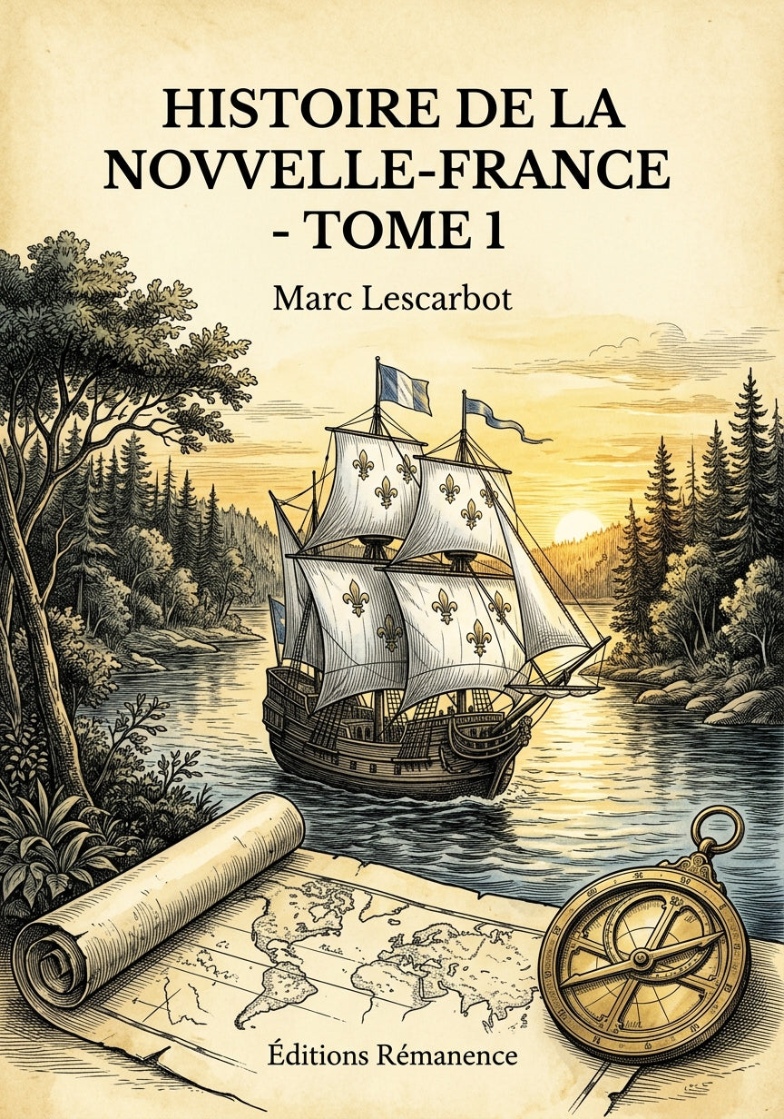 Livre Histoire de la Novvelle-France - Tome 1 par Marc Lescarbot - Couverture - Editions Remanence