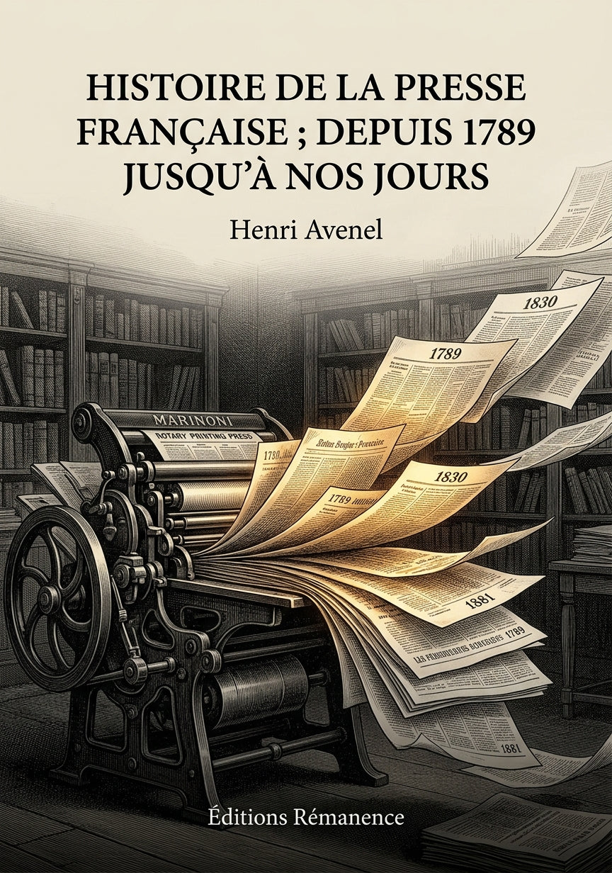 Livre Histoire de la presse française ; Depuis 1789 jusqu’à nos jours par Henri Avenel - Couverture - Editions Remanence