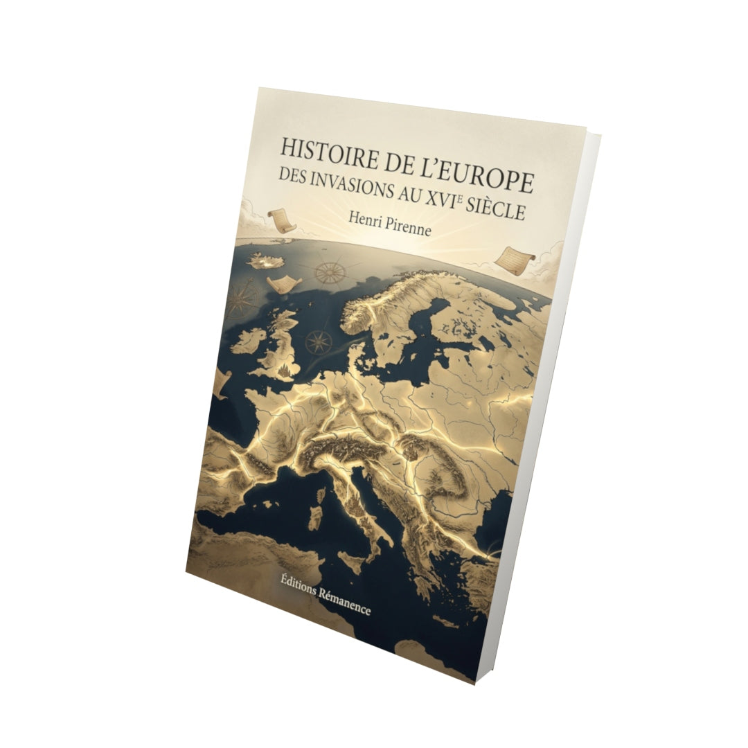 Livre Histoire de l’Europe des invasions au XVIe siècle par Henri Pirenne - Vue 3D - Editions Remanence
