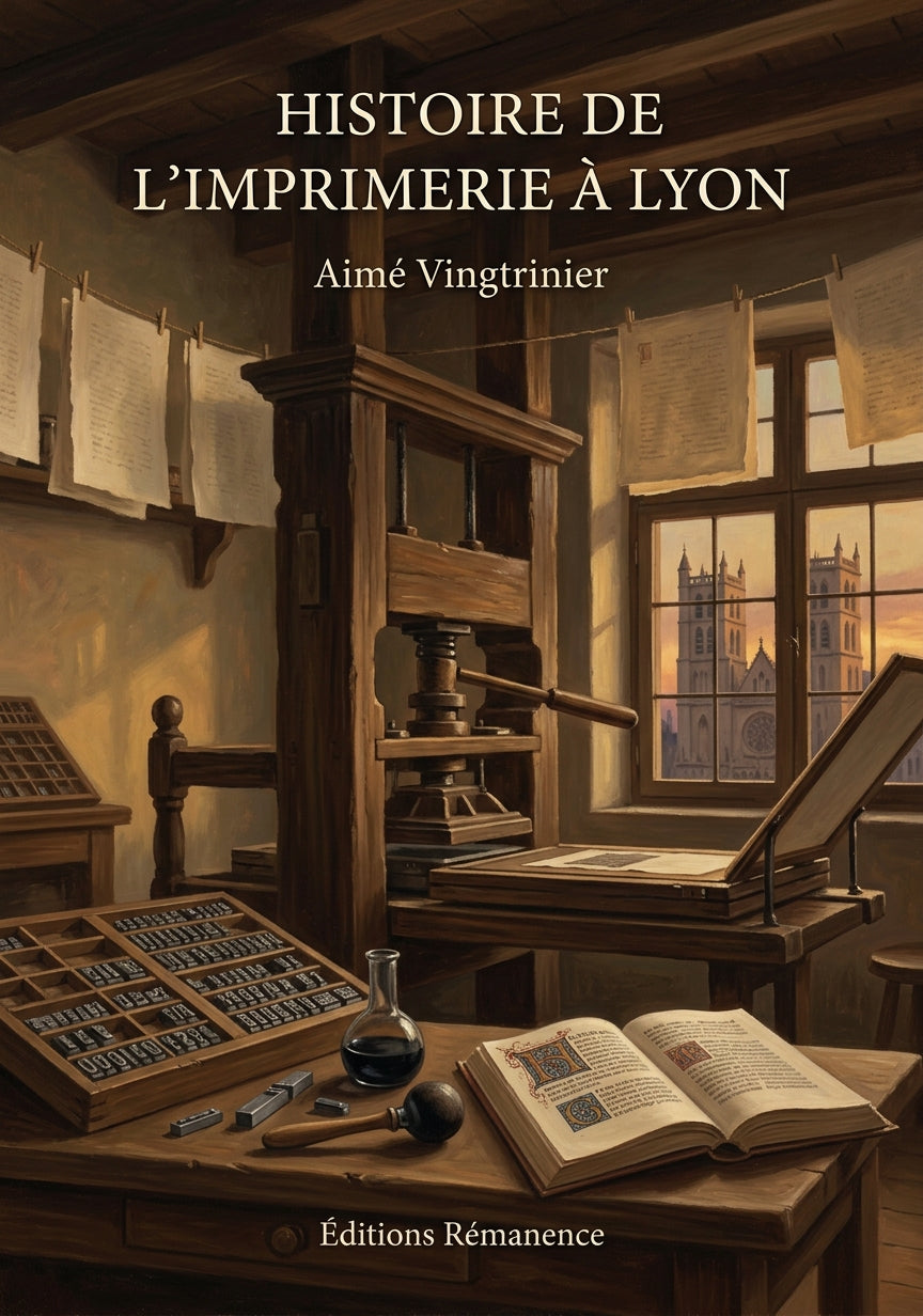 Livre Histoire de l’Imprimerie à Lyon par Aimé Vingtrinier - Couverture - Editions Remanence