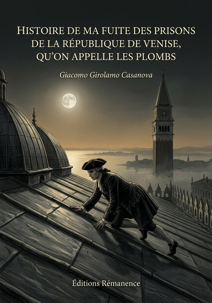 Livre Histoire de ma fuite des prisons de la république de Venise, qu’on appelle les plombs par Giacomo Girolamo Casanova - Couverture - Editions Remanence