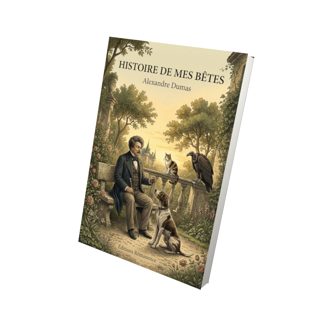 Livre Histoire de mes bêtes par Alexandre Dumas - Vue 3D - Editions Remanence