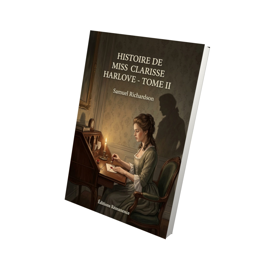 Livre Histoire de Miss Clarisse Harlove - Tome II par Samuel Richardson - Vue 3D - Editions Remanence