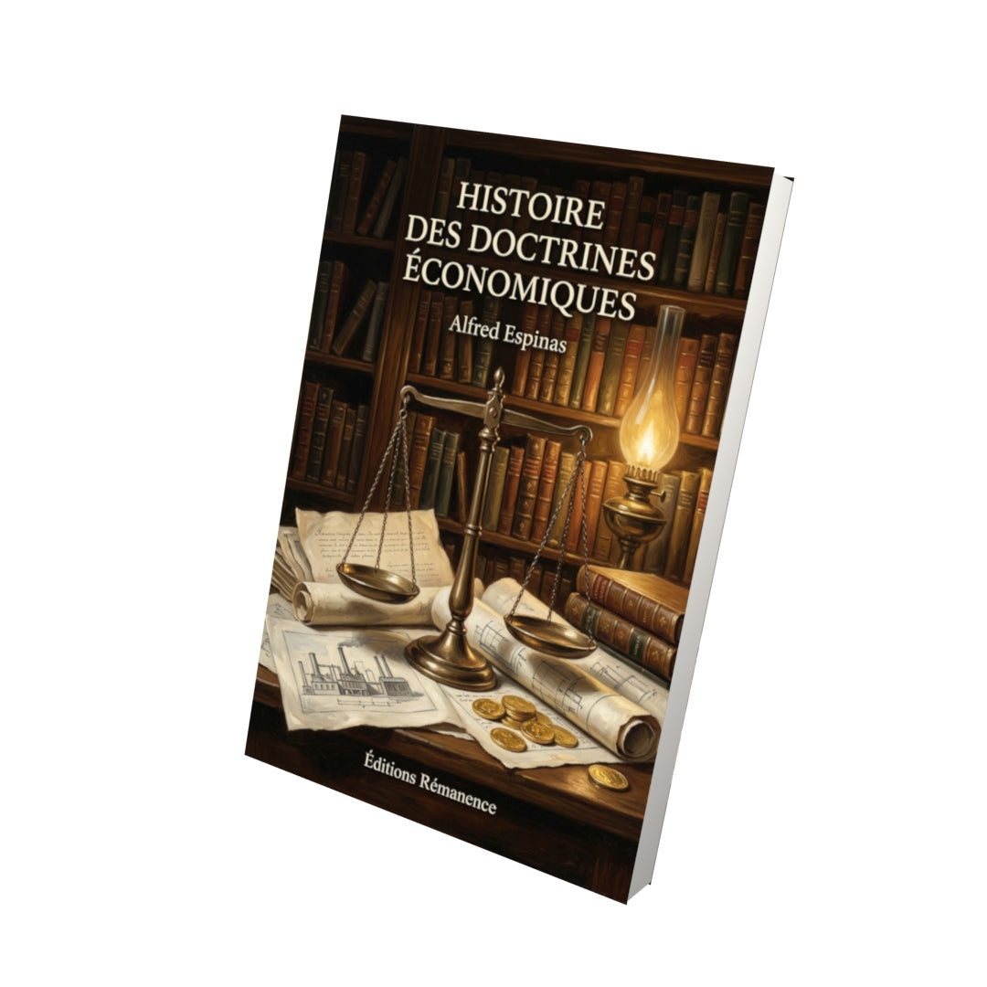 Livre Histoire des doctrines économiques par Alfred Espinas - Vue 3D - Editions Remanence