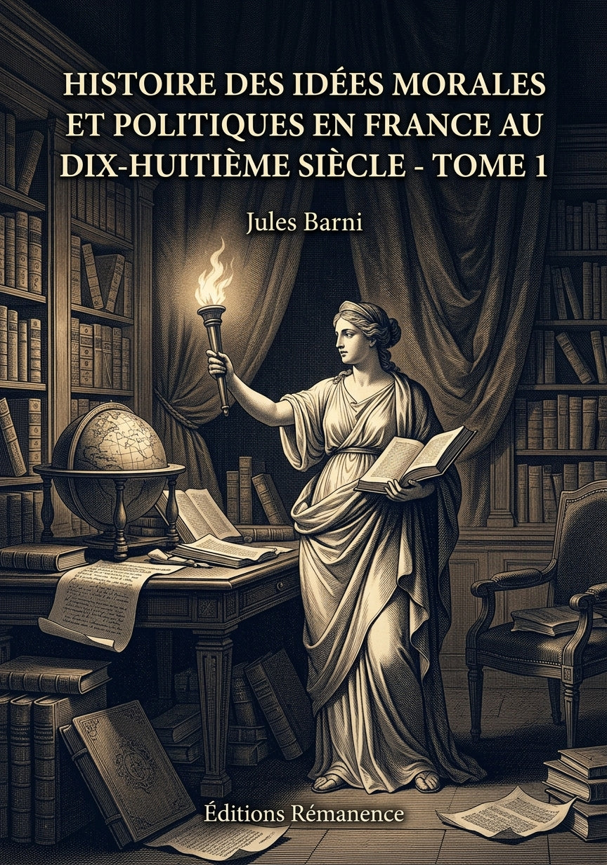 Livre Histoire des idées morales et politiques en France au dix-huitième siècle - Tome 1 par Jules Barni - Couverture - Editions Remanence