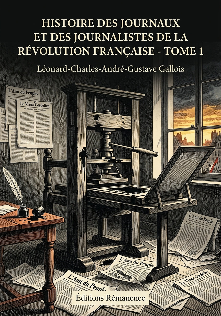 Livre Histoire des journaux et des journalistes de la Révolution française - Tome 1 par Léonard-Charles-André-Gustave Gallois - Couverture - Editions Remanence