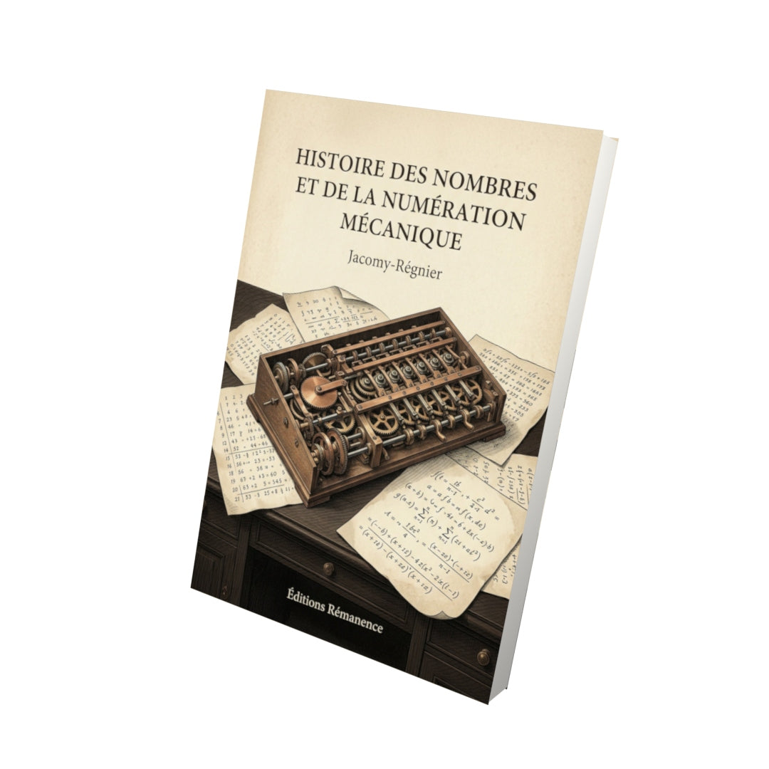 Livre Histoire des nombres et de la numération mécanique - Jacomy-Régnier - Vue 3D - Editions Remanence