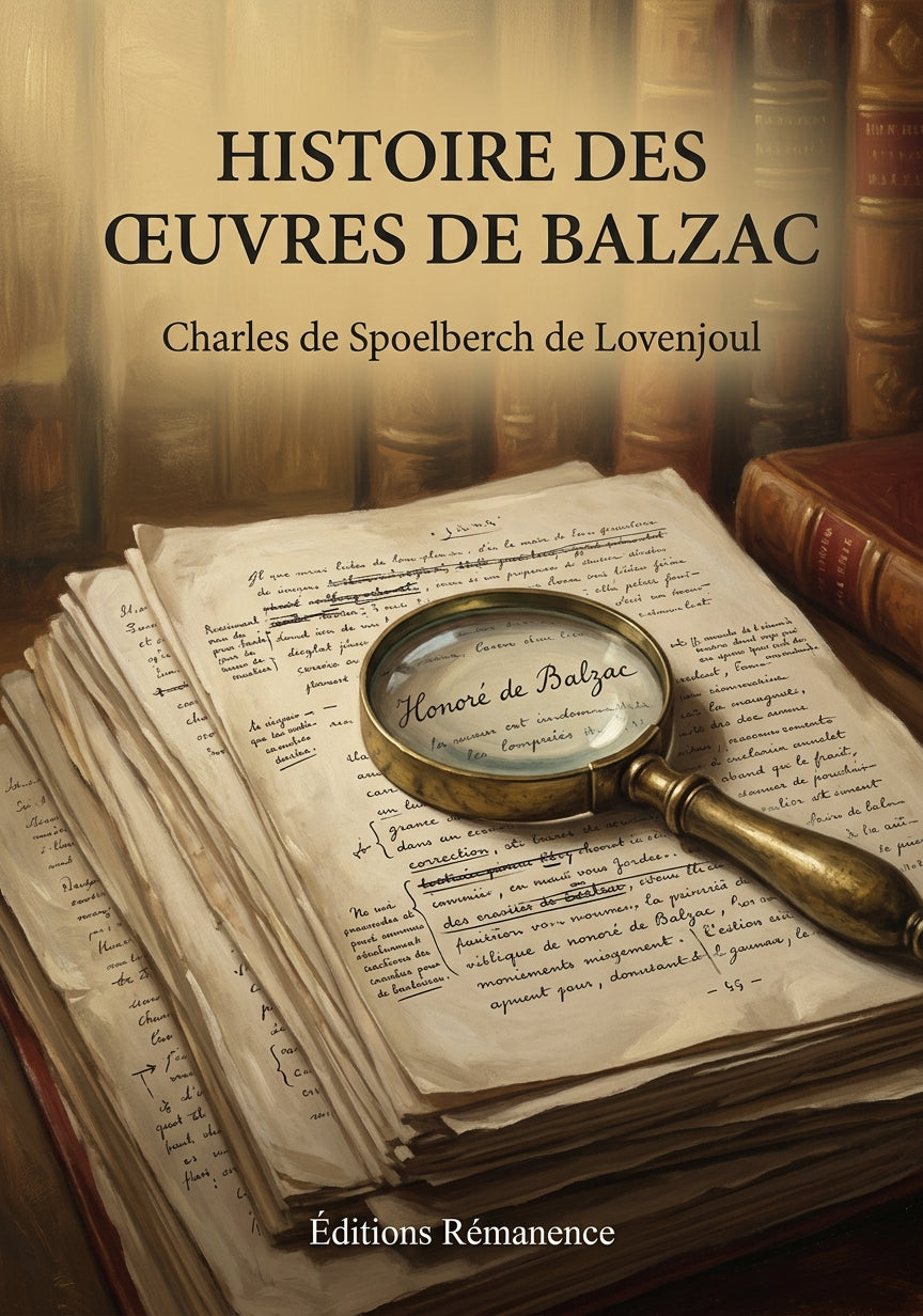 Livre Histoire des œuvres de Balzac par Charles de Spoelberch de Lovenjoul - Couverture - Editions Remanence