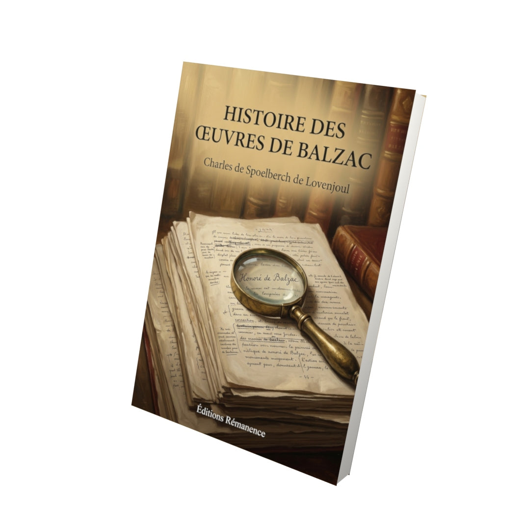 Livre Histoire des œuvres de Balzac par Charles de Spoelberch de Lovenjoul - Vue 3D - Editions Remanence