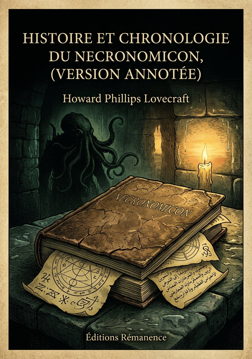 Livre Histoire et chronologie du Necronomicon, (version annotée) par Howard Phillips Lovecraft - Couverture - Editions Remanence