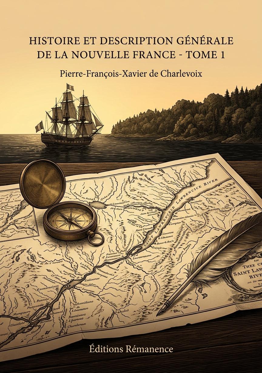 Livre Histoire et description générale de la Nouvelle France - Tome 1 par Pierre-François-Xavier de Charlevoix - Couverture - Editions Remanence