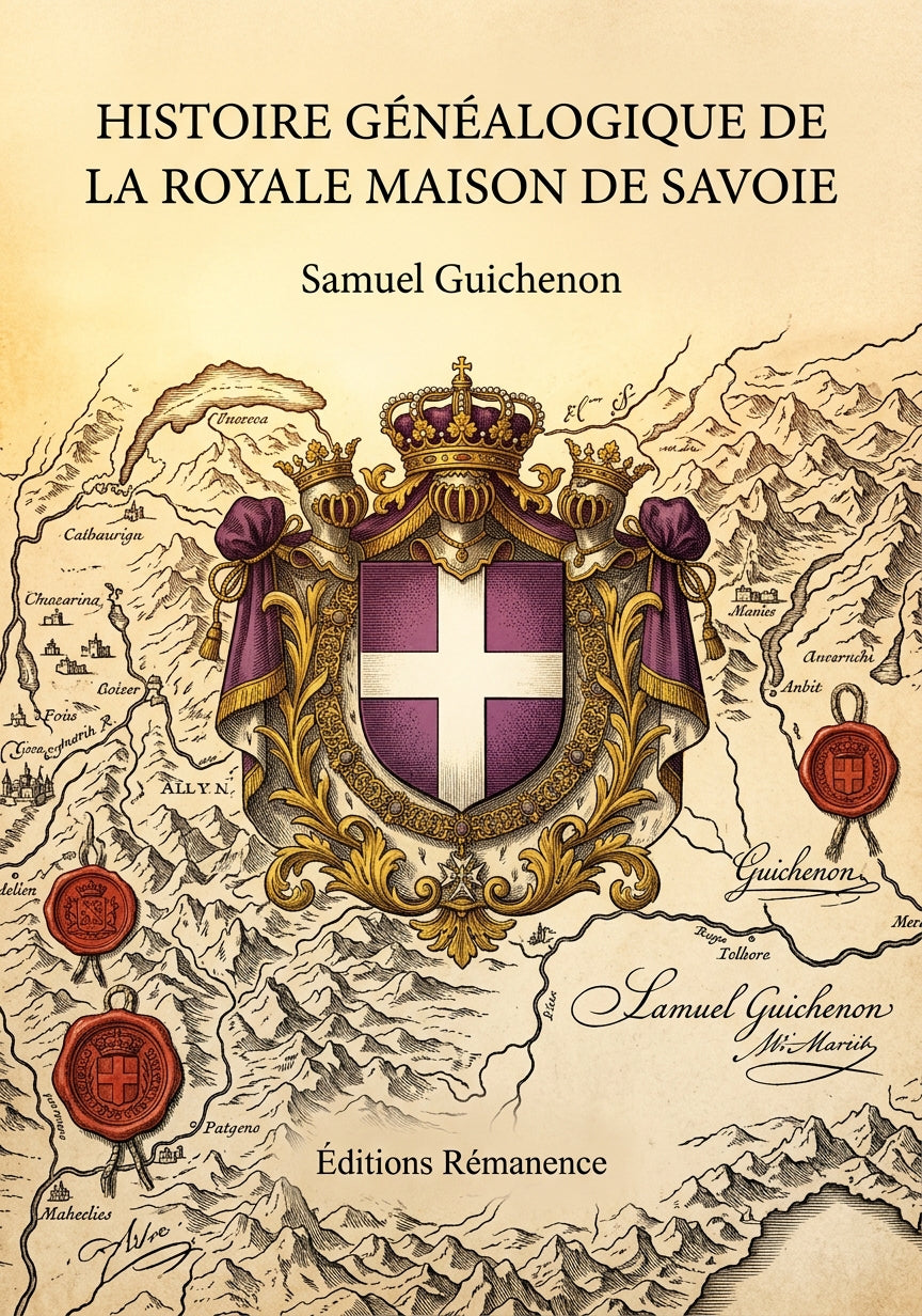 Livre Histoire généalogique de la royale maison de Savoie par Samuel Guichenon - Couverture - Editions Remanence